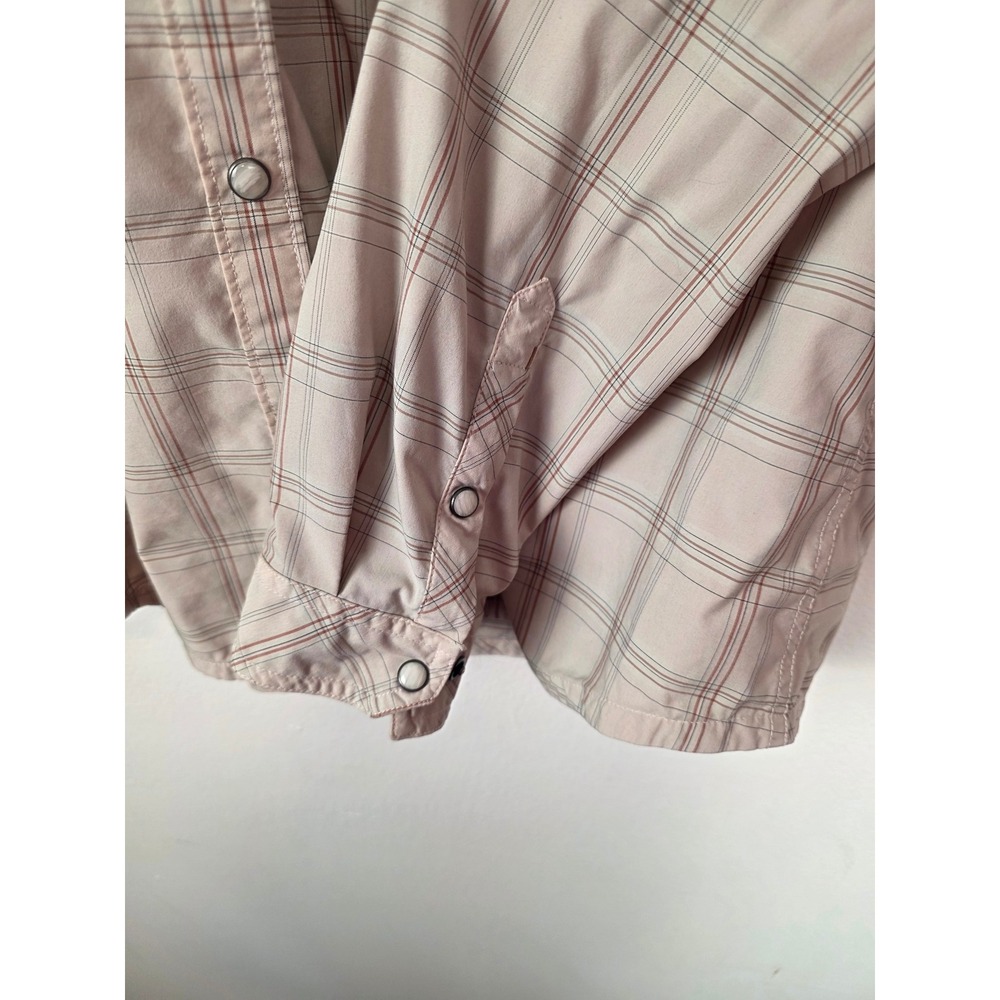 Stio Womens Large Tan Plaid Western Snap Long Sleeve Technical Hiking Shirt - Picture 4 of 6
